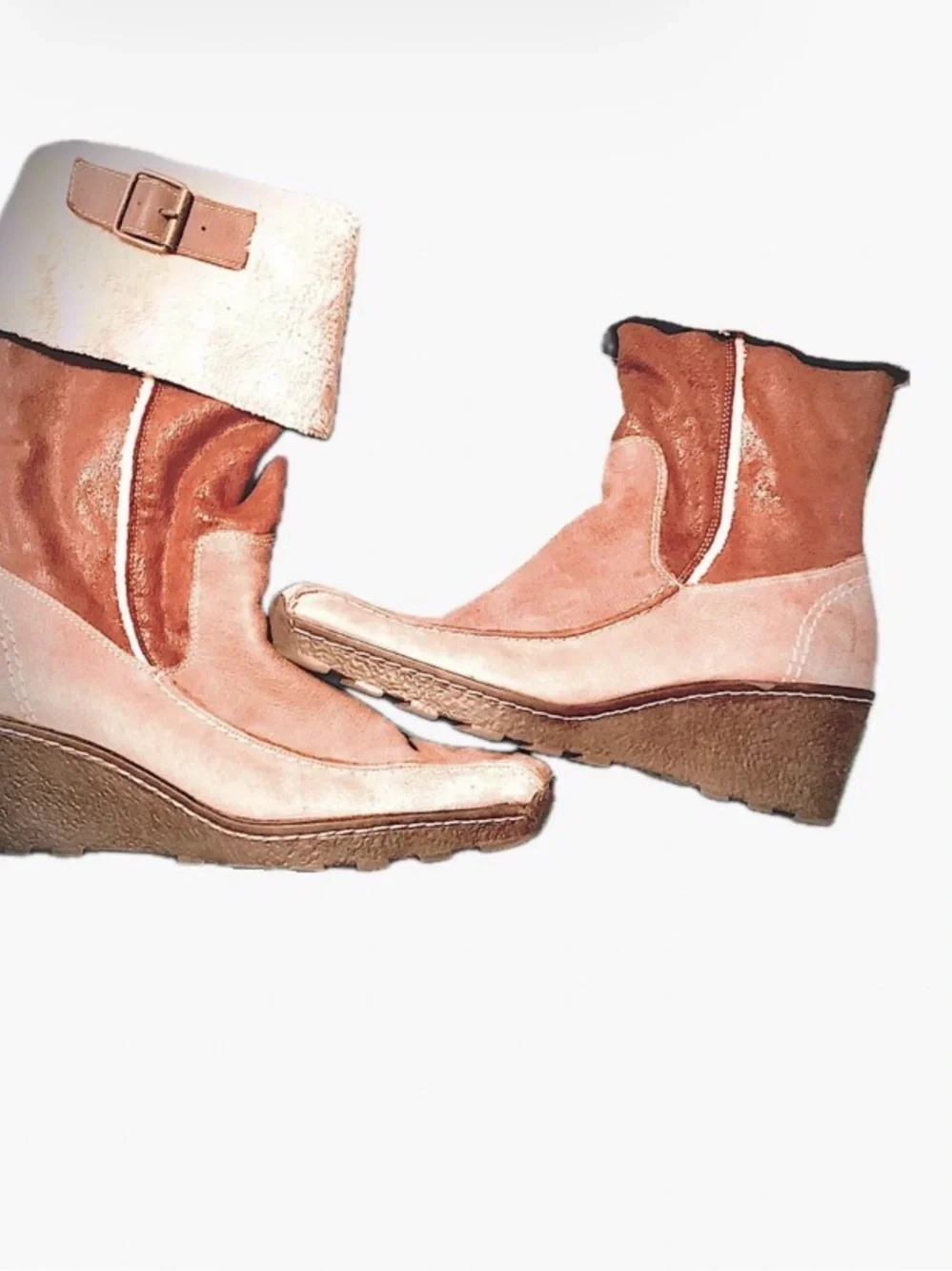 Nine West Two Tone Wedge Heel Suede Boots